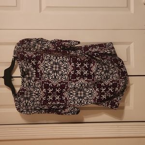 alfani large red white and black top with runching sleeves and sides